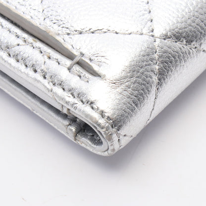クラシック スモール フラップ ウォレット 三つ折り財布 キャビアスキン シルバー シルバー金具 シャネル 財布・小物 CHANEL