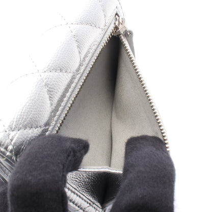 クラシック スモール フラップ ウォレット 三つ折り財布 キャビアスキン シルバー シルバー金具 シャネル 財布・小物 CHANEL