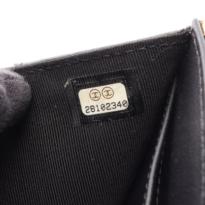 クロコ型押し 三つ折り財布 レザー ゴールド ゴールド金具 シャネル