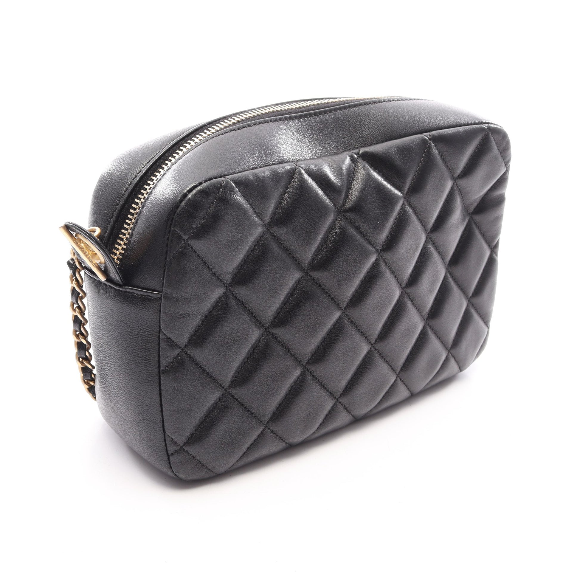 マトラッセ チェーンショルダーバッグ ラムスキン ブラック ゴールド金具 シャネル バッグ CHANEL