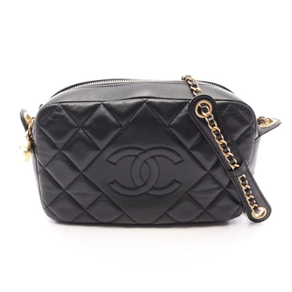 マトラッセ チェーンショルダーバッグ ラムスキン ブラック ゴールド金具 シャネル バッグ CHANEL