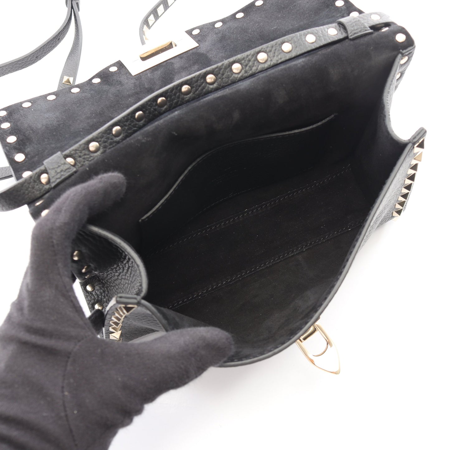 ロックスタッズ スモール ショルダーバッグ レザー ブラック ヴァレンティノガラヴァーニ