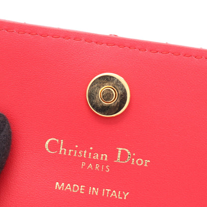 Dior Caro Glycine ハートカナージュ コインケース 二つ折り長財布 レザー レッド クリスチャンディオール