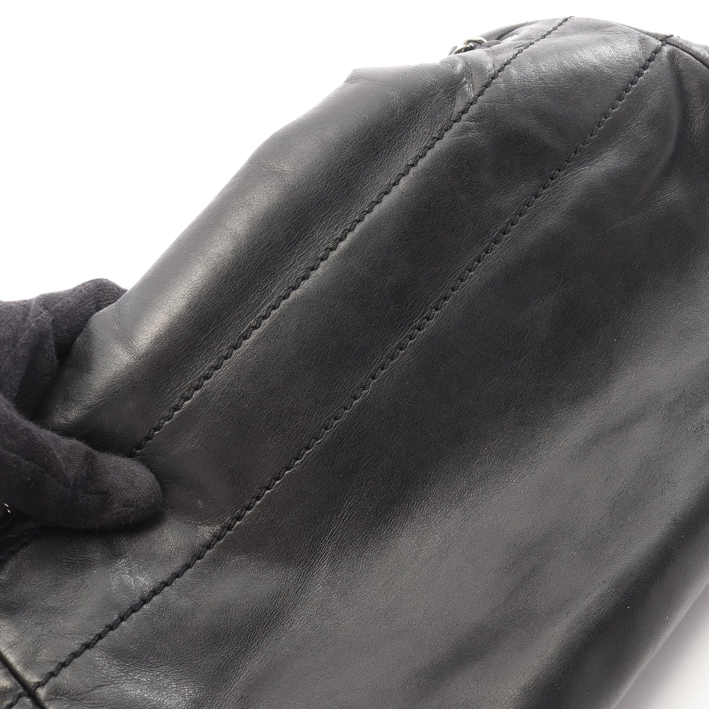 ロゴ チェーンショルダーバッグ ラムスキン ブラック シルバー金具 シャネル