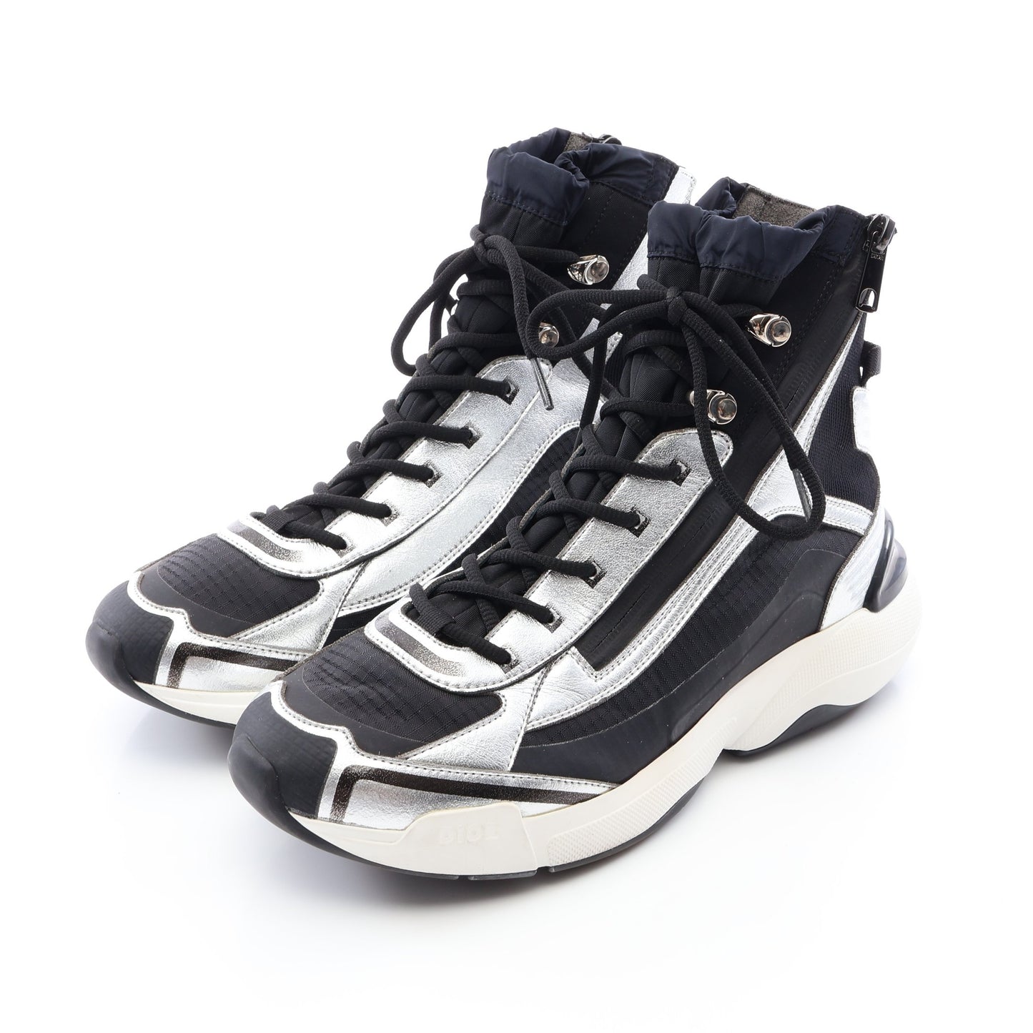 DIOR × 空山基 B24 Runtek ハイカットスニーカー ファブリック レザー ブラック シルバー ディオール