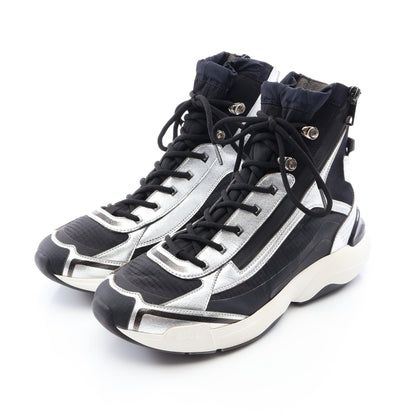 DIOR × 空山基 B24 Runtek ハイカットスニーカー ファブリック レザー ブラック シルバー ディオール