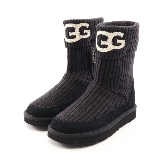 ロゴ ブーツ ニットファブリック スエード ブラック アグオーストラリア シューズ UGG australia