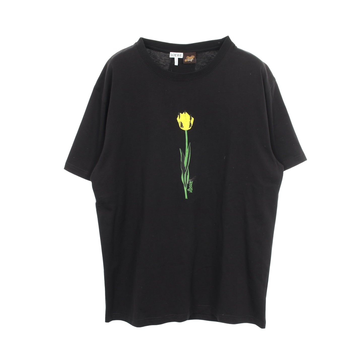 フローラルプリント 半袖Tシャツ コットン ブラック ロエベ