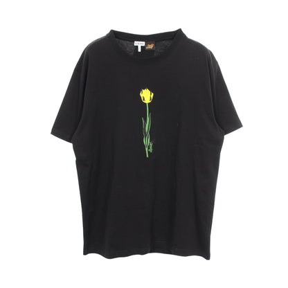 フローラルプリント 半袖Tシャツ コットン ブラック ロエベ