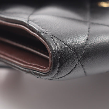 クラシック スモール フラップ ウォレット 三つ折り財布 ラムスキン ブラック ゴールド金具 シャネル 財布・小物 CHANEL