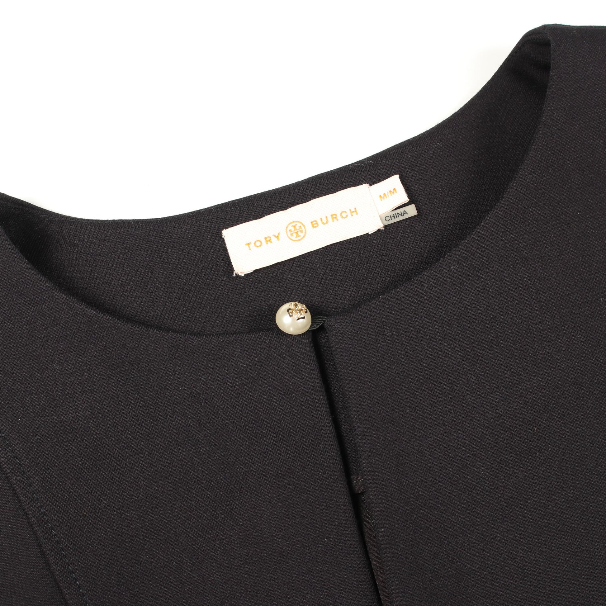 ロゴボタン 長袖 ワンピース ビスコース ナイロン ダークネイビー トリーバーチ ワンピース TORY BURCH
