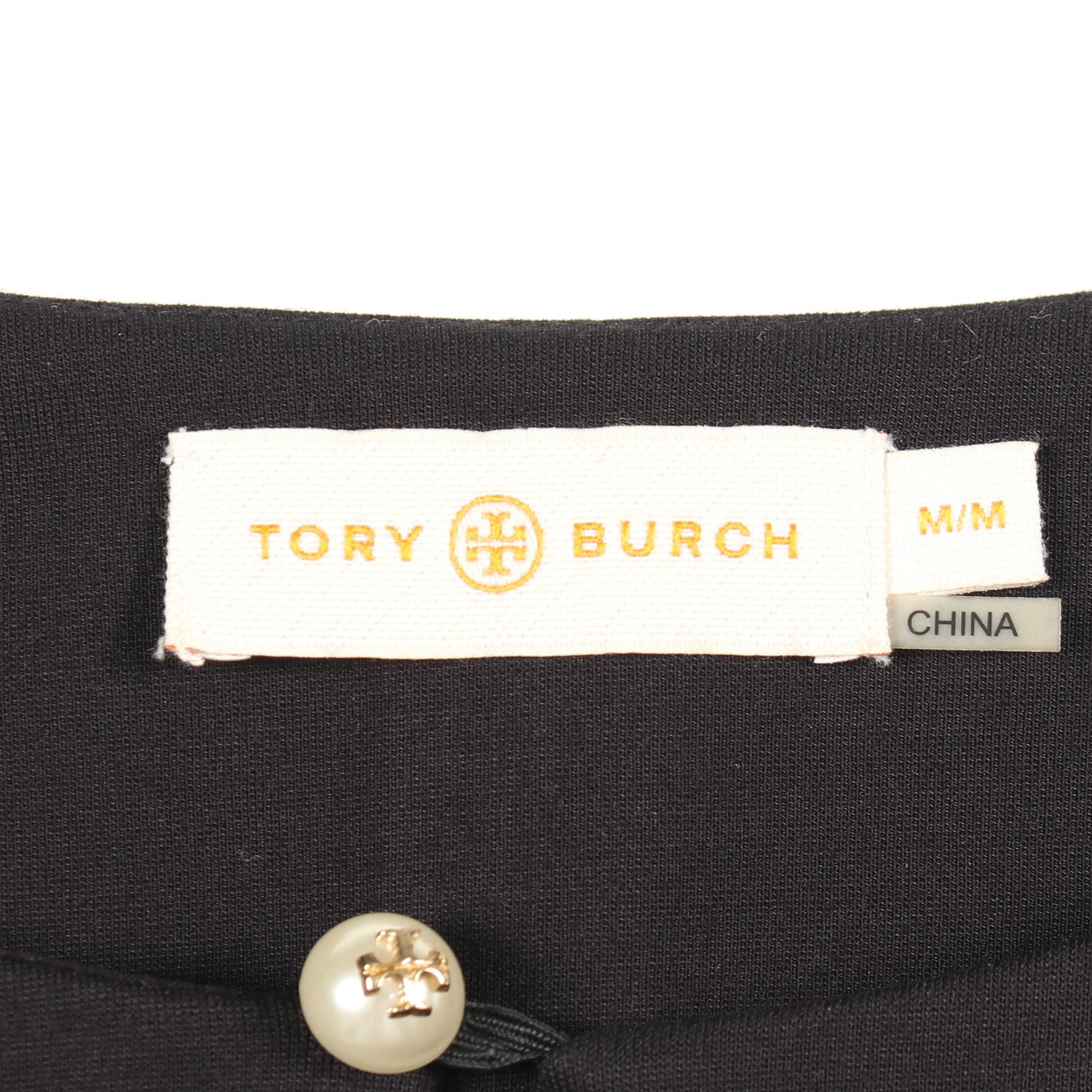 ロゴボタン 長袖 ワンピース ビスコース ナイロン ダークネイビー トリーバーチ ワンピース TORY BURCH