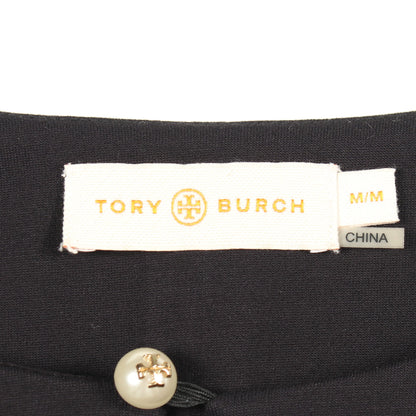 ロゴボタン 長袖 ワンピース ビスコース ナイロン ダークネイビー トリーバーチ ワンピース TORY BURCH
