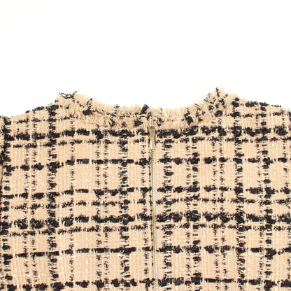 半袖 ツイード ワンピース ベージュ ブラック ケイトスペード ワンピース kate spade