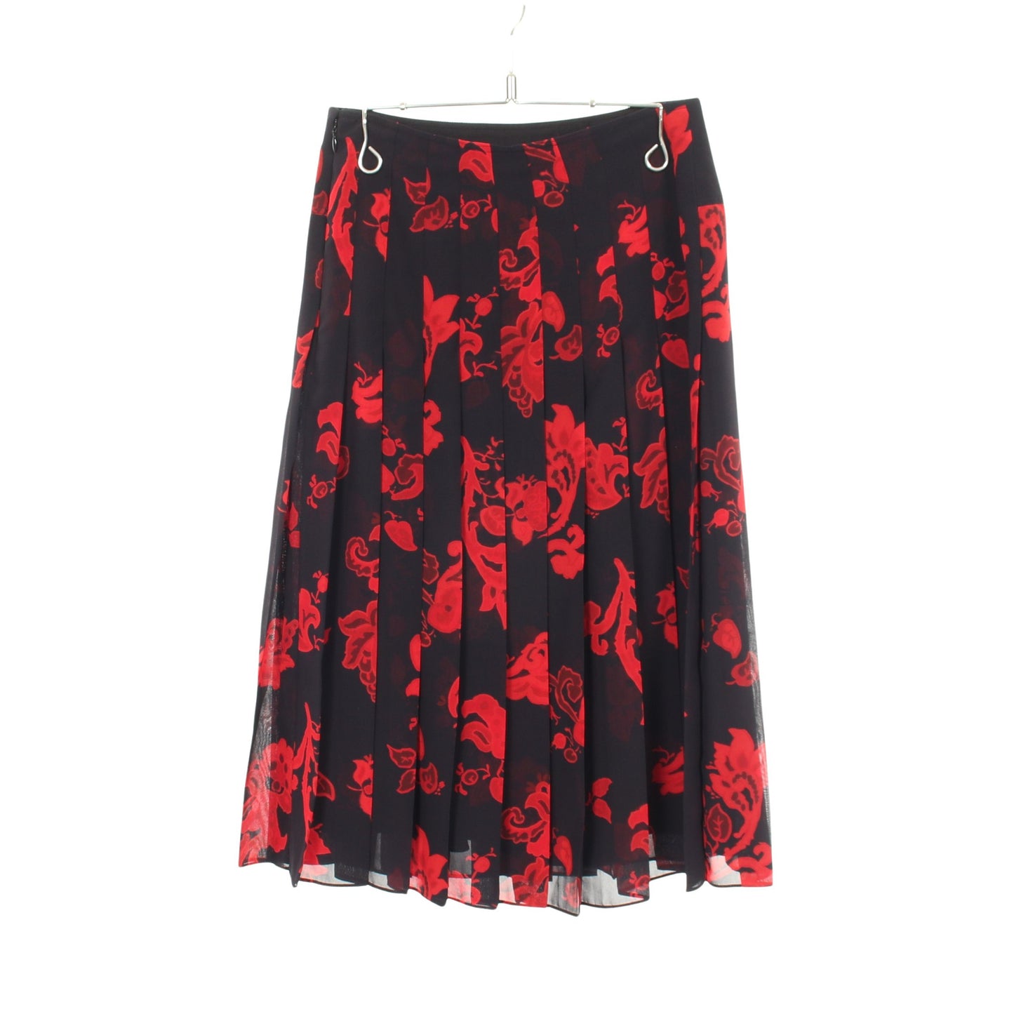 プリーツ 総柄 スカート ダークネイビー レッド トリーバーチ ボトムス TORY BURCH