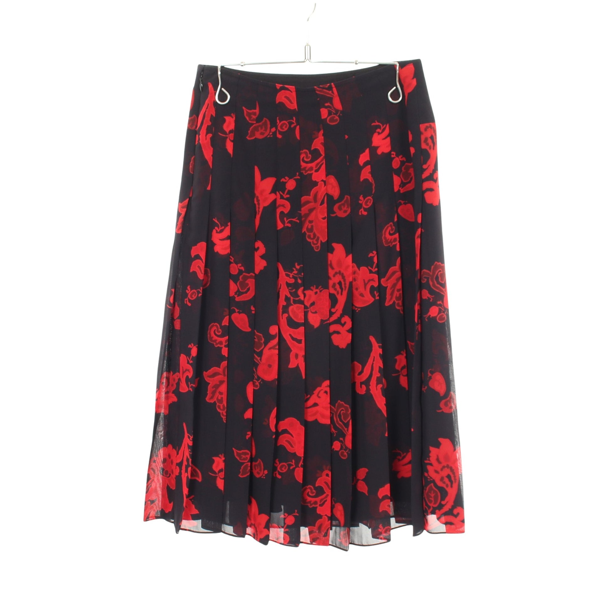プリーツ 総柄 スカート ダークネイビー レッド トリーバーチ ボトムス TORY BURCH
