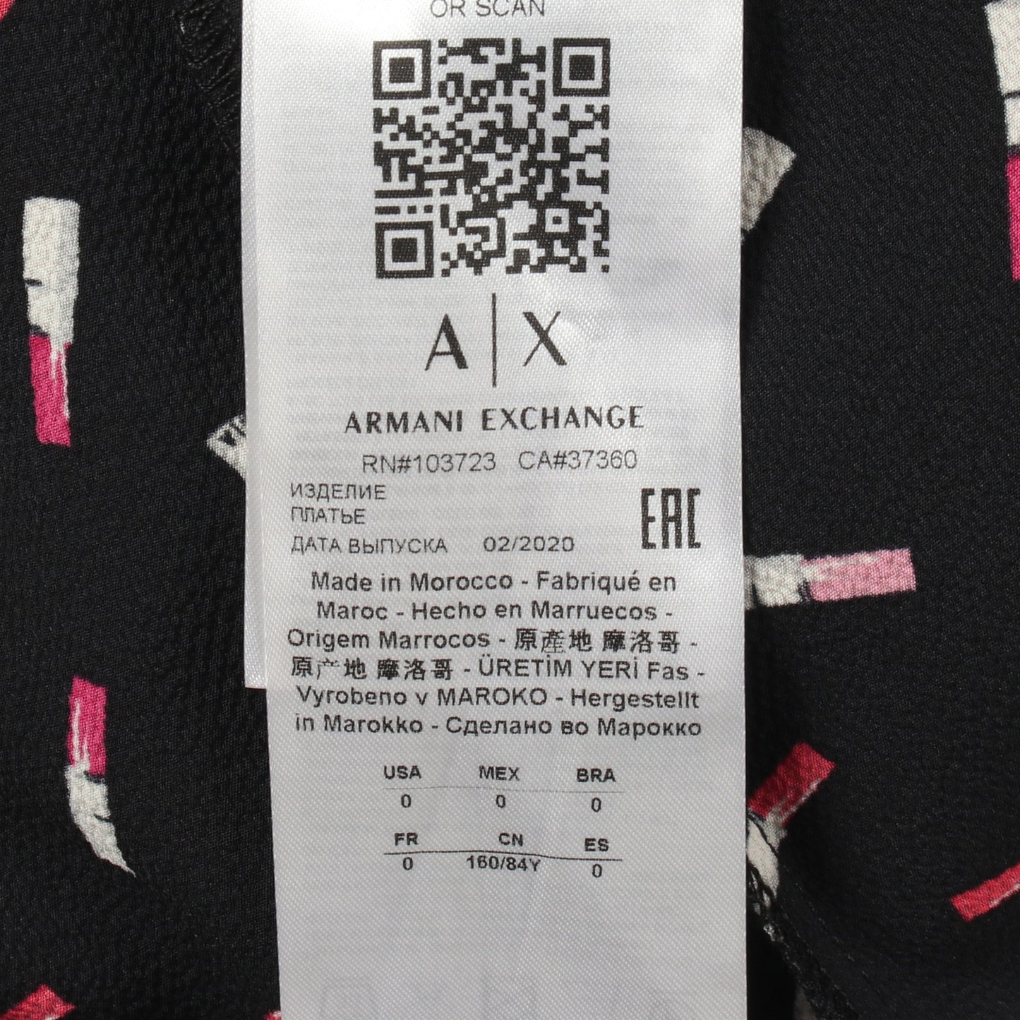リップスティック 長袖 ワンピース ブラック レッド マルチカラー アルマーニエクスチェンジ ワンピース ARMANI EXCHANGE