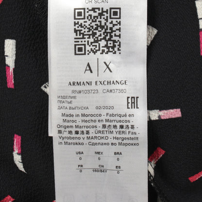 リップスティック 長袖 ワンピース ブラック レッド マルチカラー アルマーニエクスチェンジ ワンピース ARMANI EXCHANGE