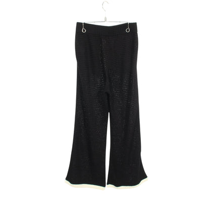 ココマークボタン ニット パンツ レーヨン コットン ブラック ホワイト シャネル