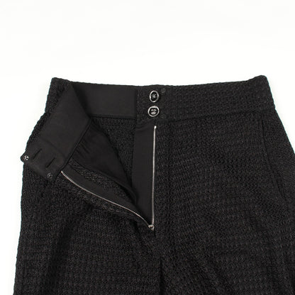 ココマークボタン ニット パンツ レーヨン コットン ブラック ホワイト シャネル