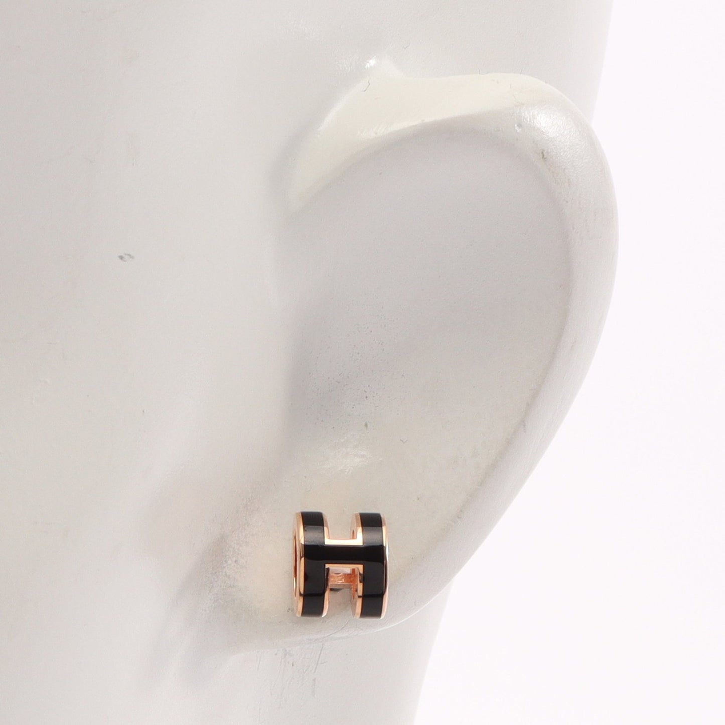 MINI POP H ミニポップアッシュ ピアス GP ブラック ピンクゴールド エルメス