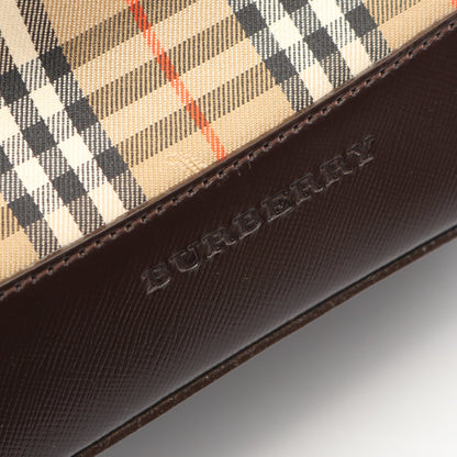 ノバチェック ハンドバッグ トートバッグ キャンバス レザー ベージュ ダークブラウン バーバリー バッグ BURBERRY