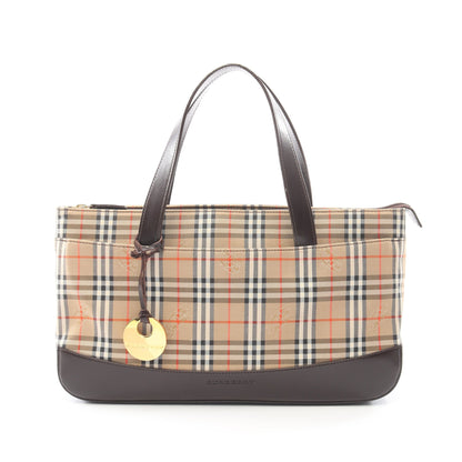 ノバチェック ハンドバッグ トートバッグ キャンバス レザー ベージュ ダークブラウン バーバリー バッグ BURBERRY