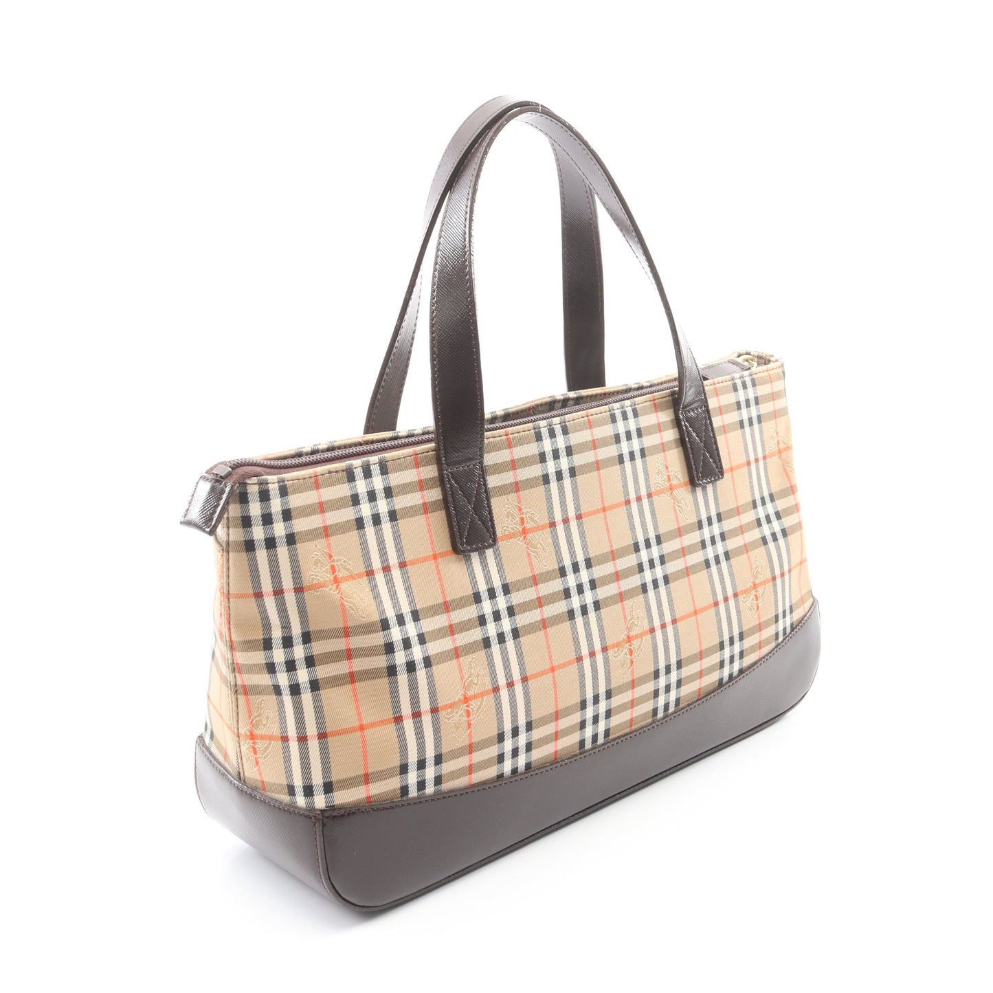 ノバチェック ハンドバッグ トートバッグ キャンバス レザー ベージュ ダークブラウン バーバリー バッグ BURBERRY