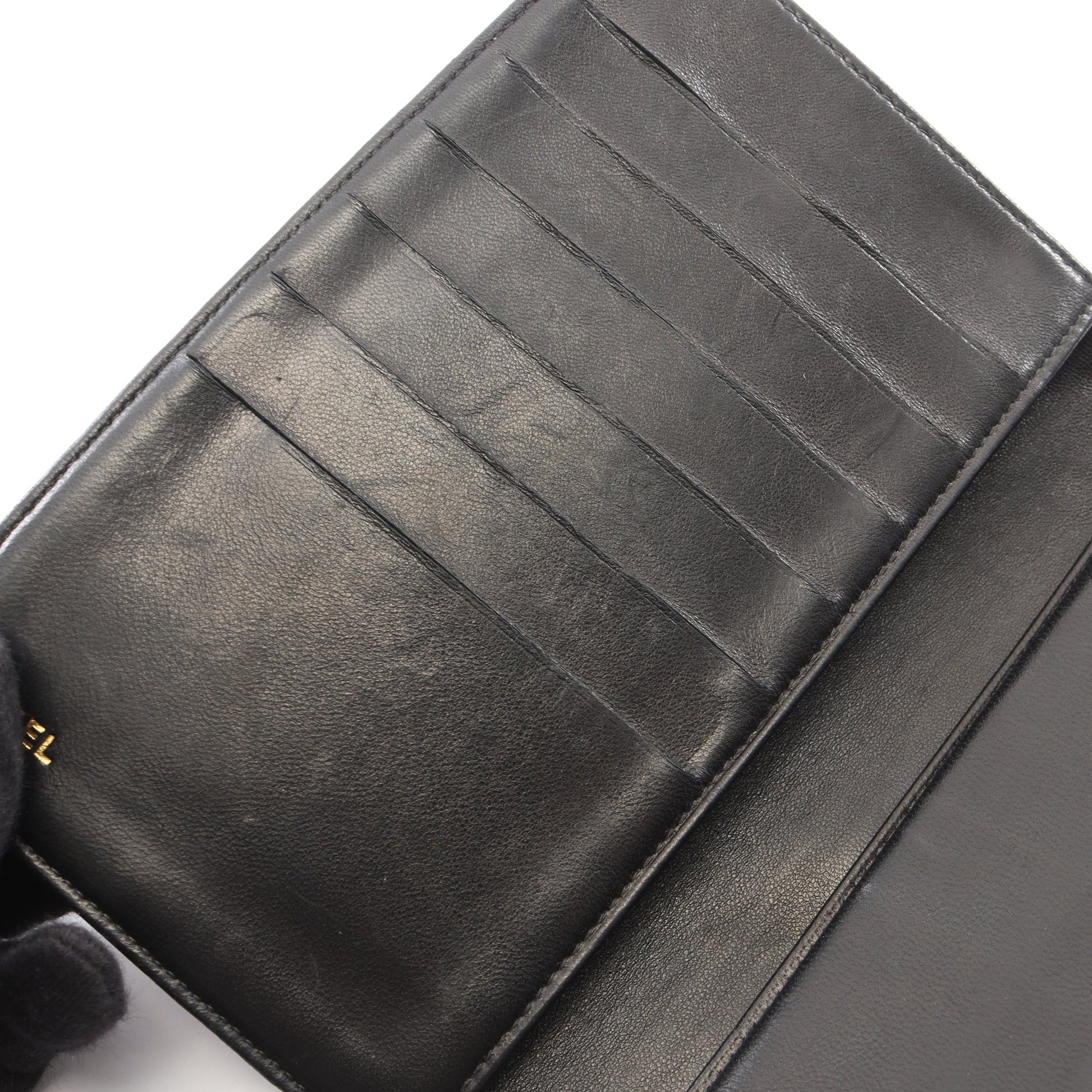 ココマーク 二つ折り長財布 キャビアスキン ブラック ゴールド金具 シャネル 財布・小物 CHANEL