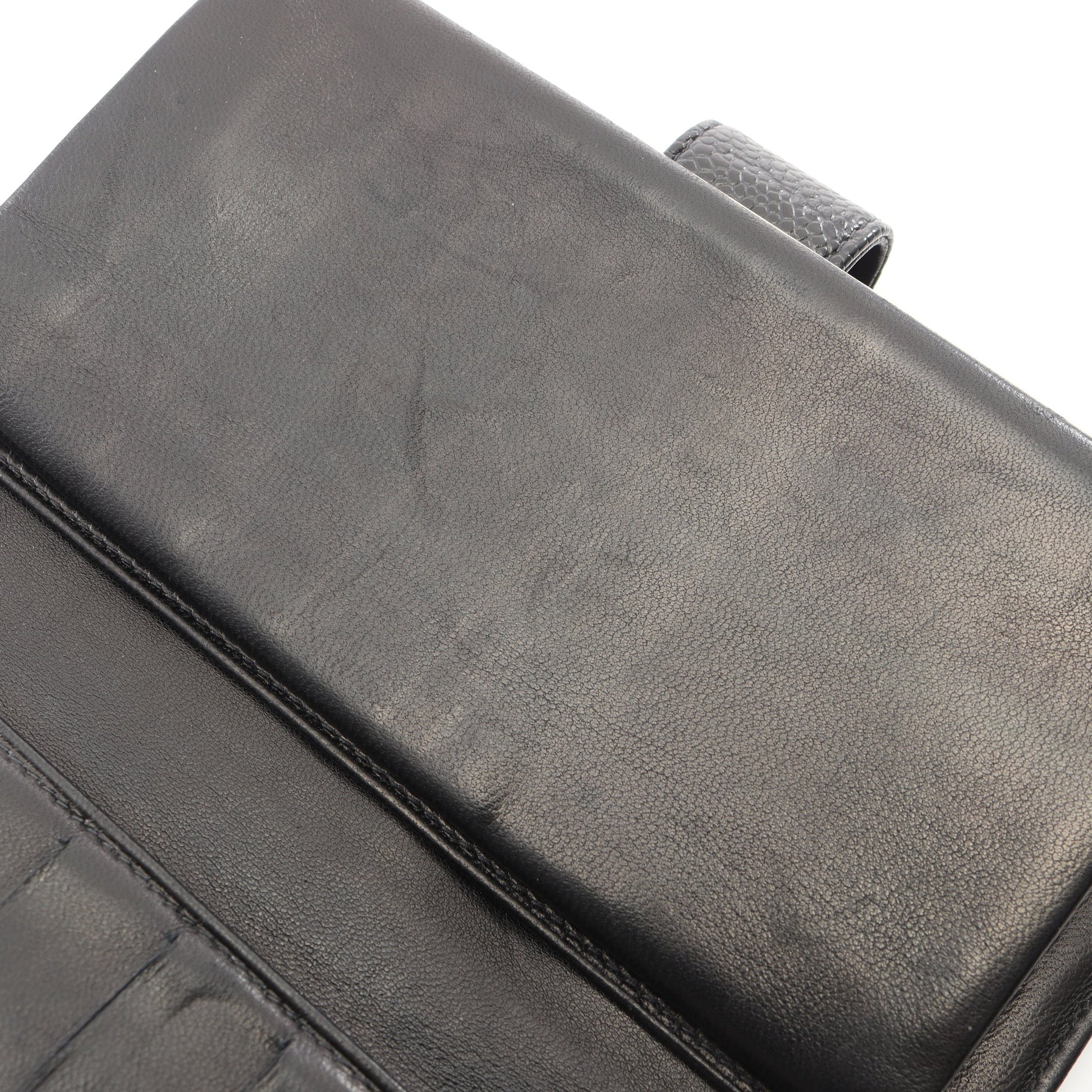 ココマーク 二つ折り長財布 キャビアスキン ブラック ゴールド金具 シャネル 財布・小物 CHANEL