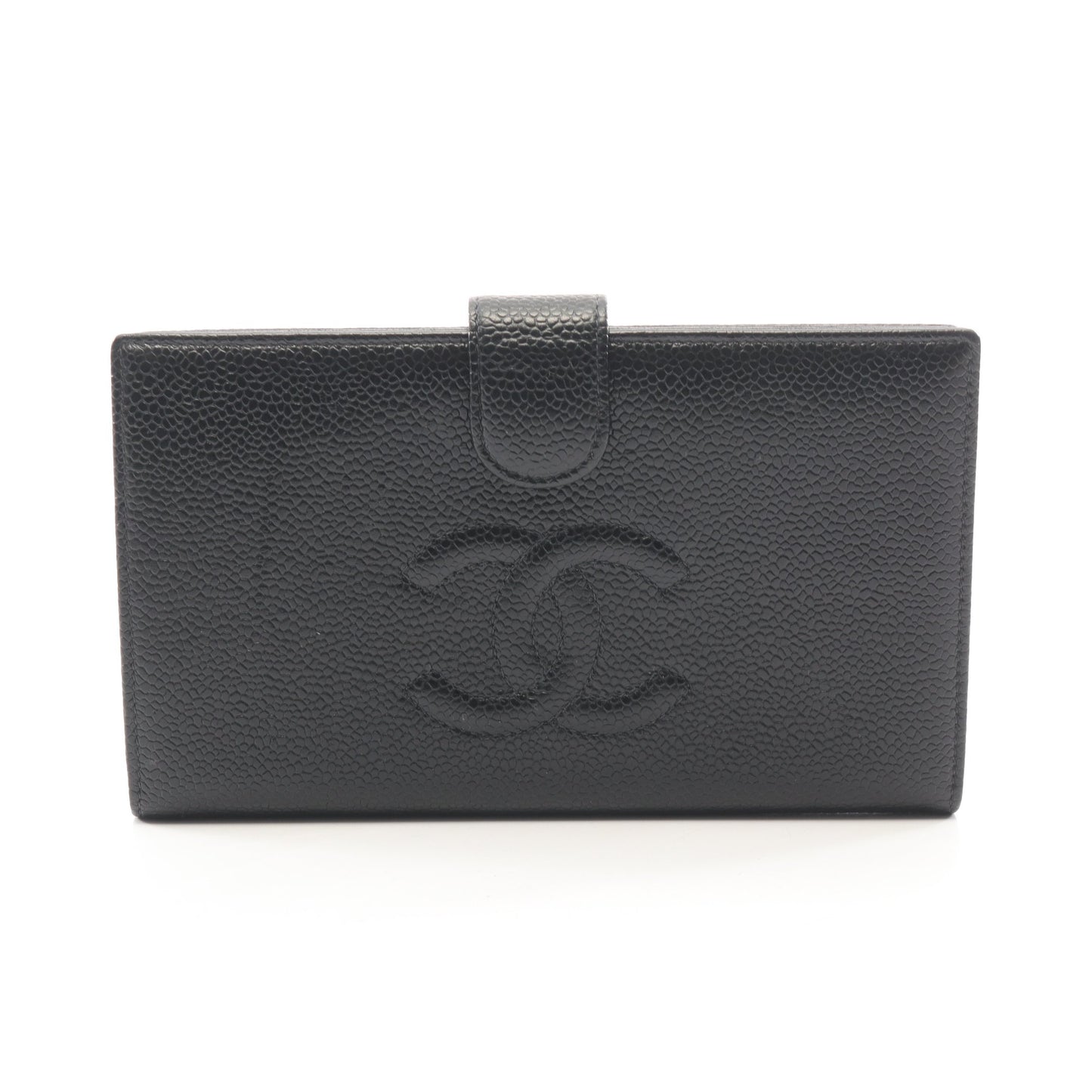 ココマーク 二つ折り長財布 キャビアスキン ブラック ゴールド金具 シャネル 財布・小物 CHANEL