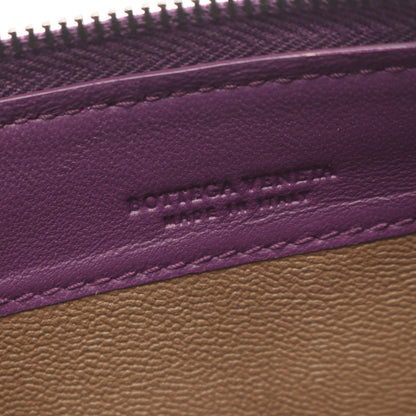 イントレチャート ラウンドファスナー長財布 レザー パープル ダークブルー ボッテガヴェネタ