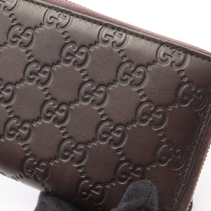 GGキャンバス ラウンドファスナー長財布 レザー ダークブラウン グッチ