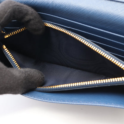 SAFFIANO METAL 二つ折り長財布 サフィアーノレザー ブルー プラダ