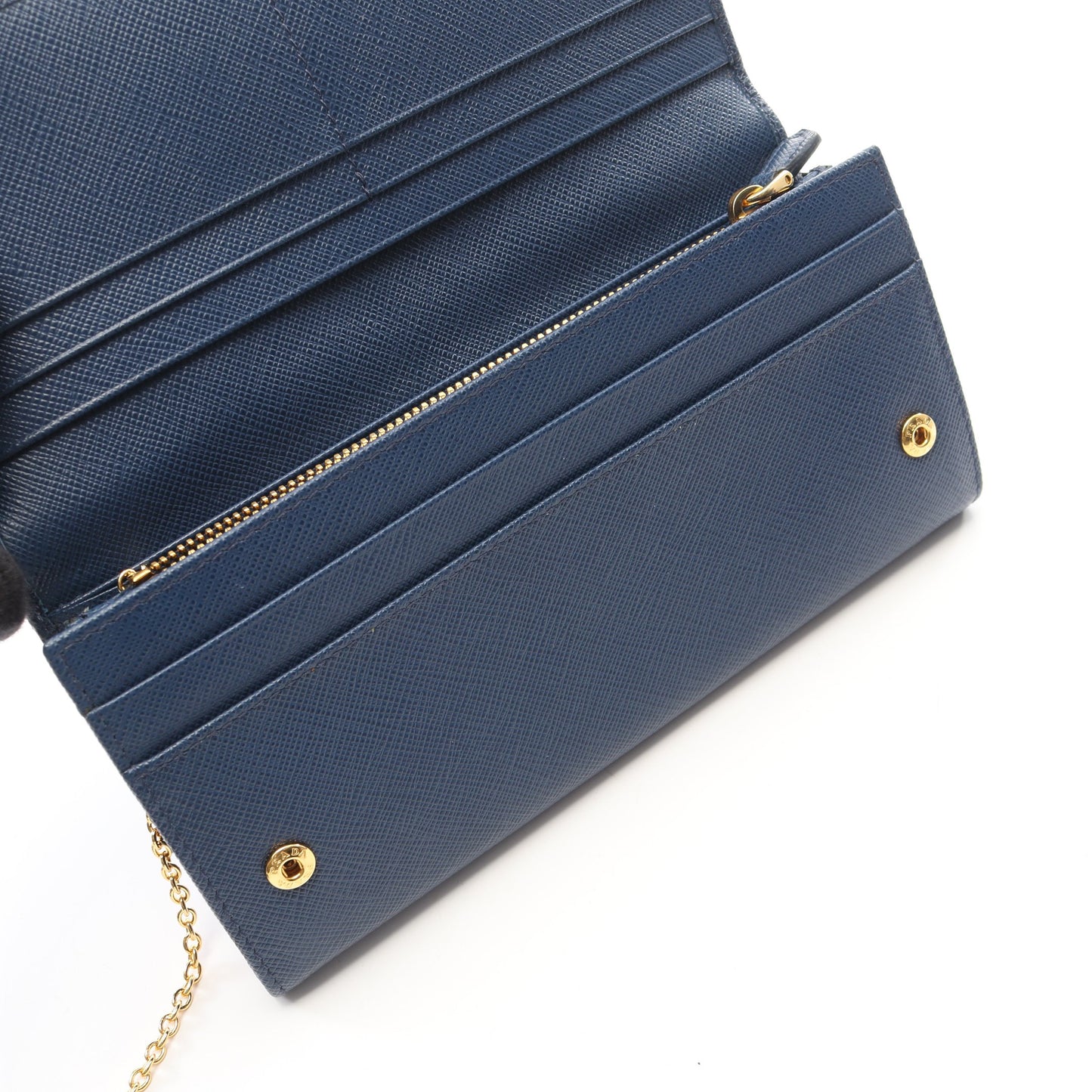 SAFFIANO METAL 二つ折り長財布 サフィアーノレザー ブルー プラダ