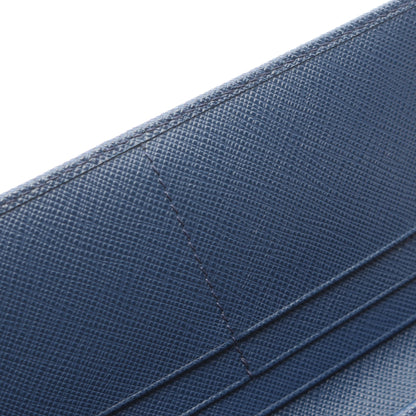 SAFFIANO METAL 二つ折り長財布 サフィアーノレザー ブルー プラダ