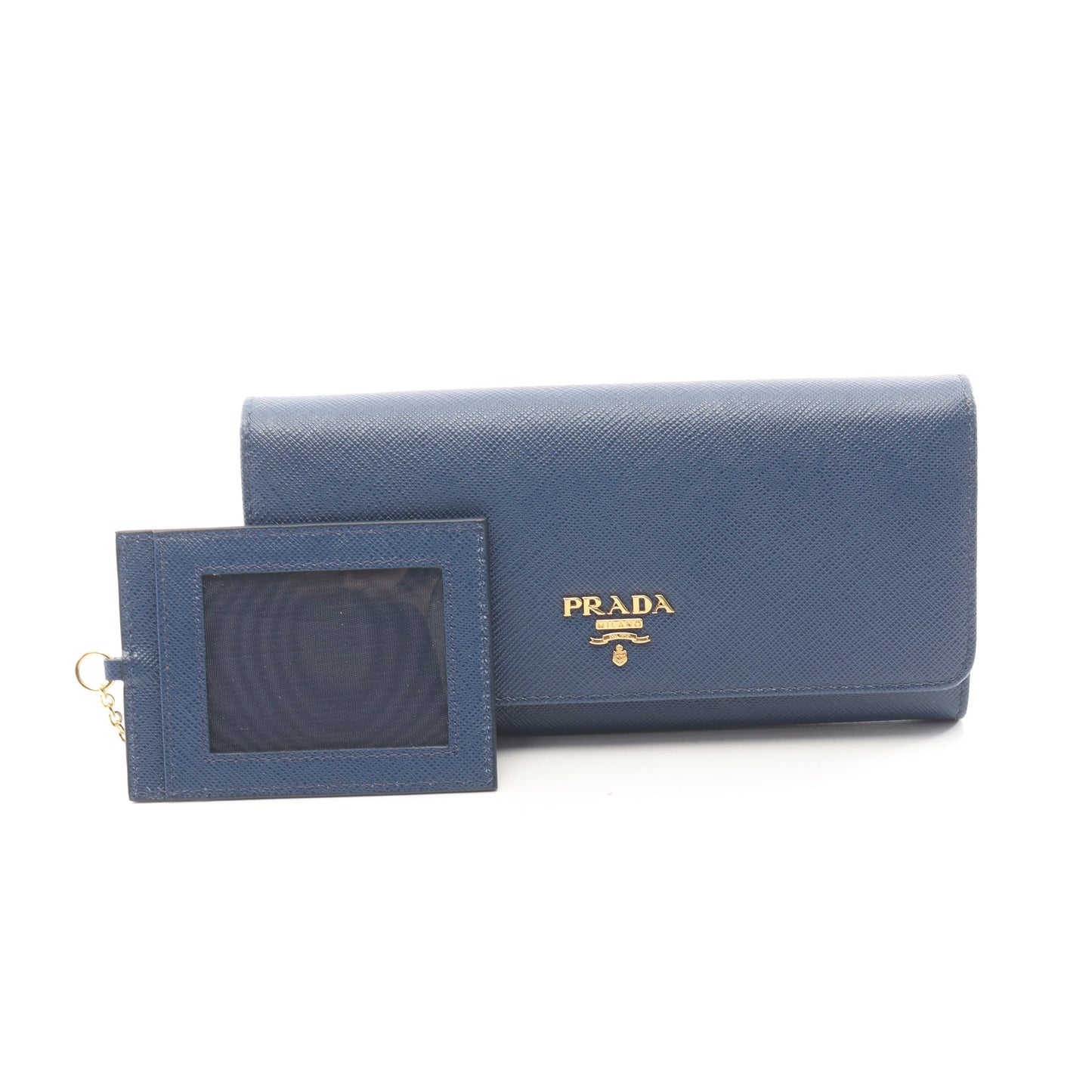 SAFFIANO METAL 二つ折り長財布 サフィアーノレザー ブルー プラダ
