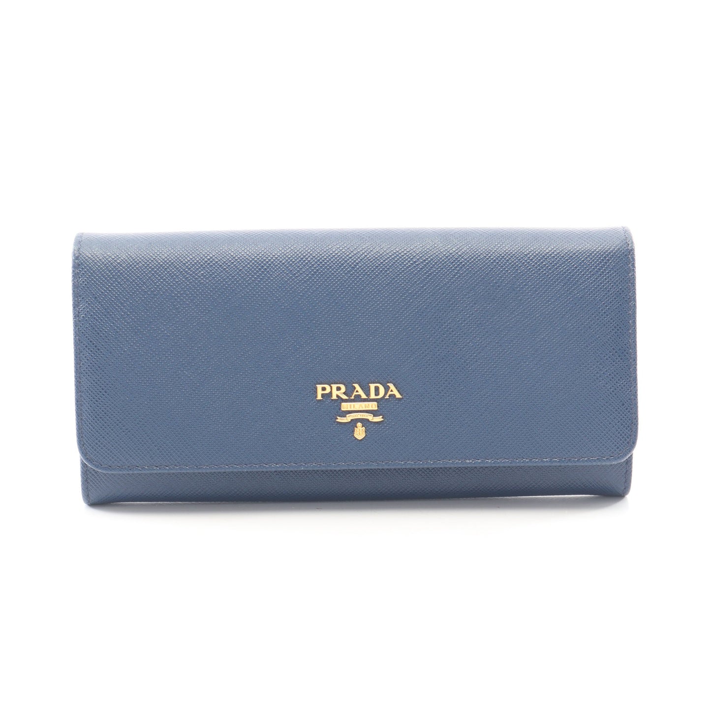 SAFFIANO METAL 二つ折り長財布 サフィアーノレザー ブルー プラダ