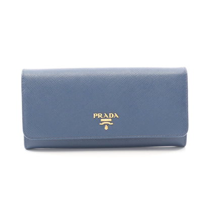 SAFFIANO METAL 二つ折り長財布 サフィアーノレザー ブルー プラダ