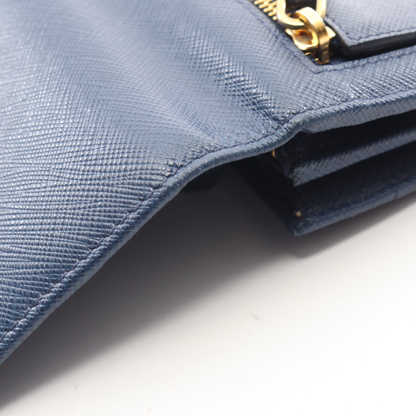 SAFFIANO METAL 二つ折り長財布 サフィアーノレザー ブルー プラダ