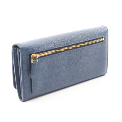 SAFFIANO METAL 二つ折り長財布 サフィアーノレザー ブルー プラダ