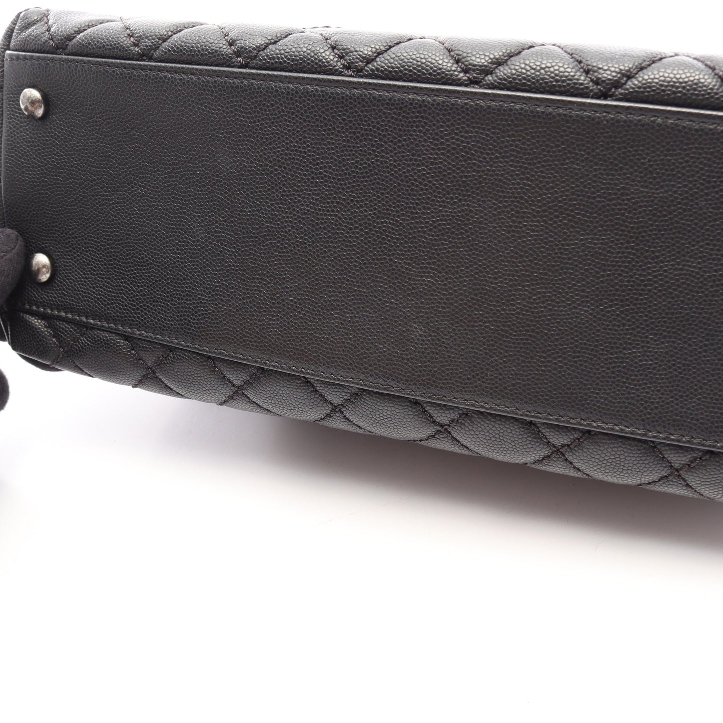 ココハンドル29 トップハンドル フラップ バッグ マトラッセ 2WAY ハンドバッグ キャビアスキン ブラック シルバー金具 シャネル
