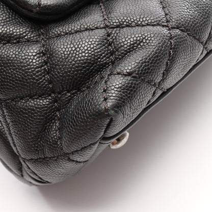 ココハンドル29 トップハンドル フラップ バッグ マトラッセ 2WAY ハンドバッグ キャビアスキン ブラック シルバー金具 シャネル