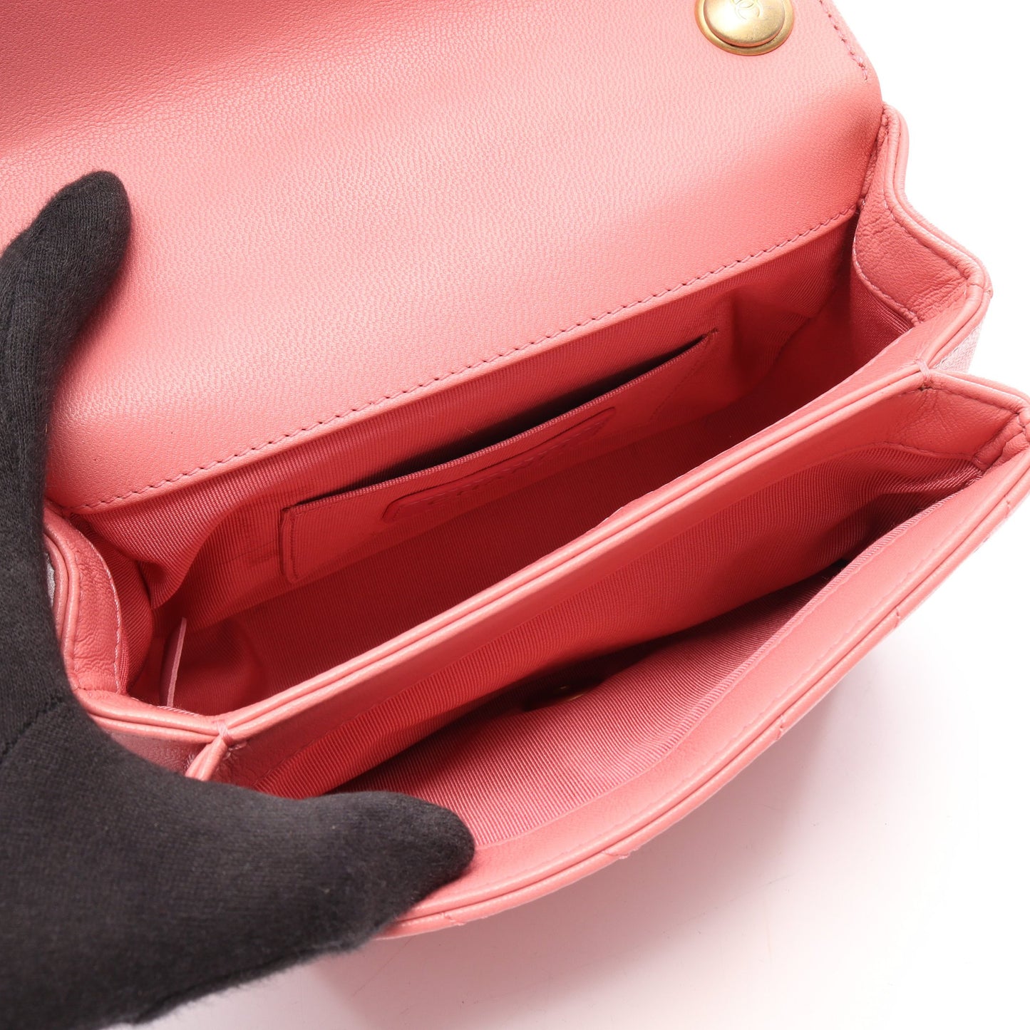 シェブロン Vステッチ トップハンドル 2WAY チェーンショルダーバッグ レザー ピンク ゴールド金具 シャネル バッグ CHANEL