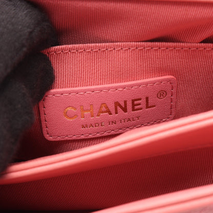シェブロン Vステッチ トップハンドル 2WAY チェーンショルダーバッグ レザー ピンク ゴールド金具 シャネル バッグ CHANEL