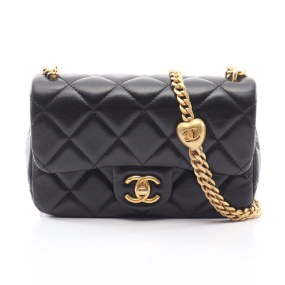 マトラッセ チェーンショルダーバッグ ラムスキン ブラック ゴールド金具 シャネル バッグ CHANEL