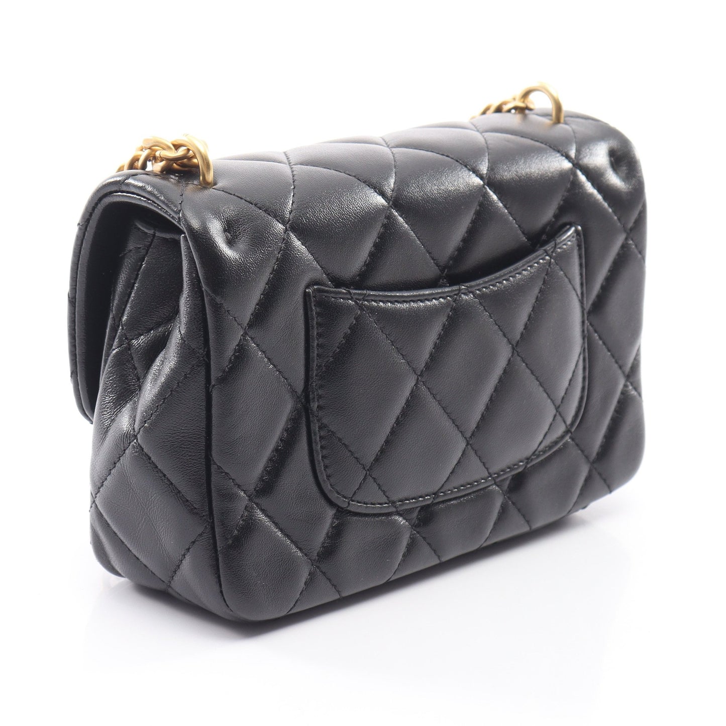 マトラッセ チェーンショルダーバッグ ラムスキン ブラック ゴールド金具 シャネル バッグ CHANEL