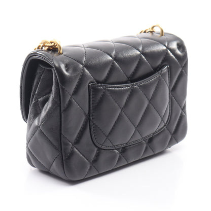 マトラッセ チェーンショルダーバッグ ラムスキン ブラック ゴールド金具 シャネル バッグ CHANEL