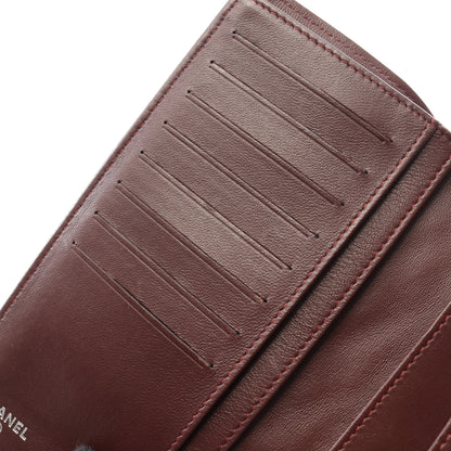 マトラッセ 二つ折り長財布 ラムスキン ブラック シルバー金具 シャネル