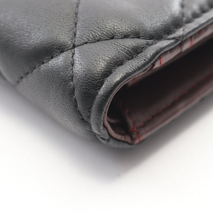 マトラッセ 二つ折り長財布 ラムスキン ブラック シルバー金具 シャネル